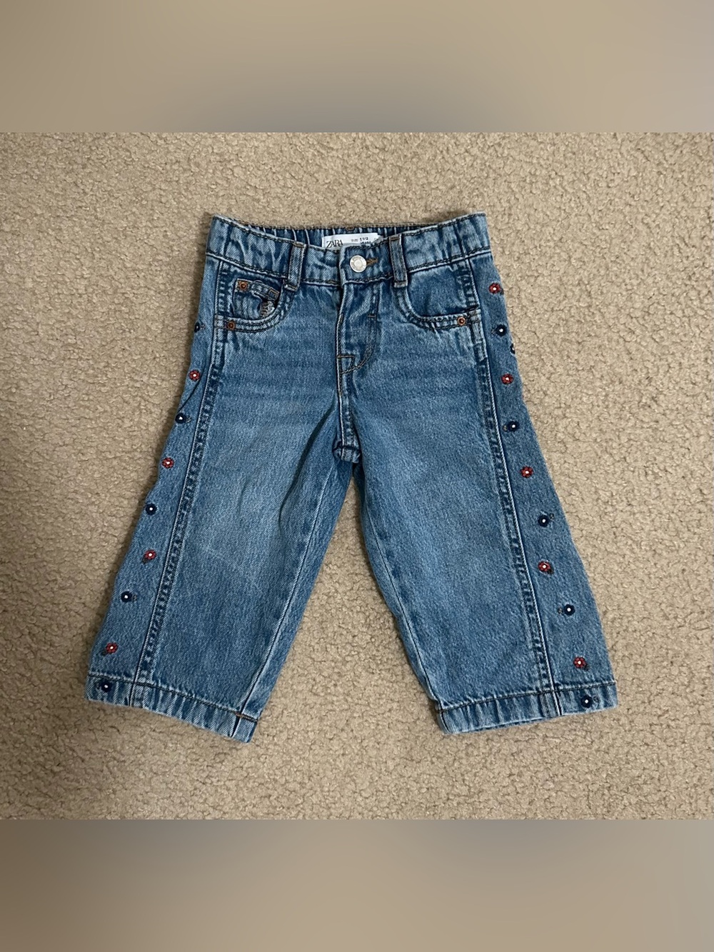 Zara Toddler Blue Denim Jeans with Side Details Size: 1 1/2 Years